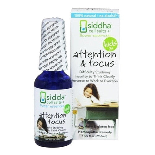 Siddha Cell Salts Plus Flower Essences Attention and Focus Homeopathic Supplement For Kids 2 +, 1 Oz